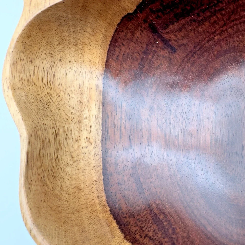 Vintage Mid Century Divided Wood Bowl Tray 4 Section MCM Philippines Tiki